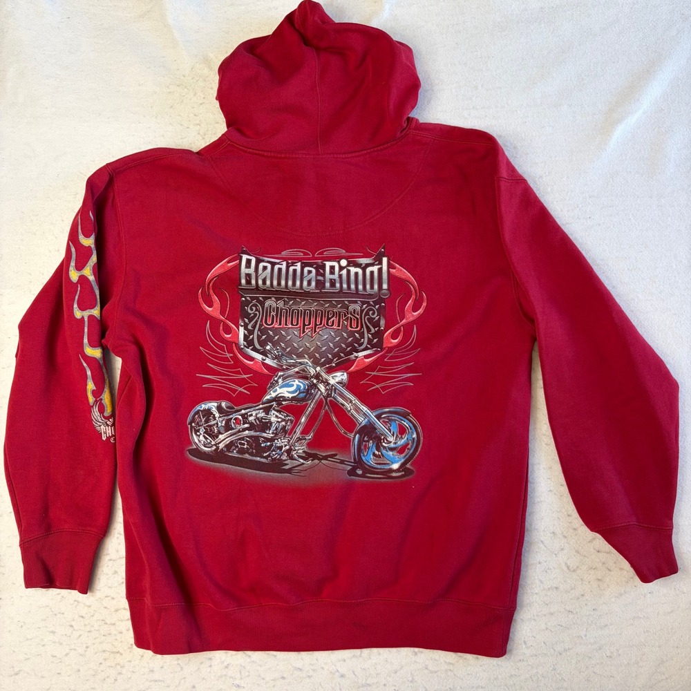 Bada-Bing! Choppers Hoodie Mens XL Red Flame Graphic Biker Pullover